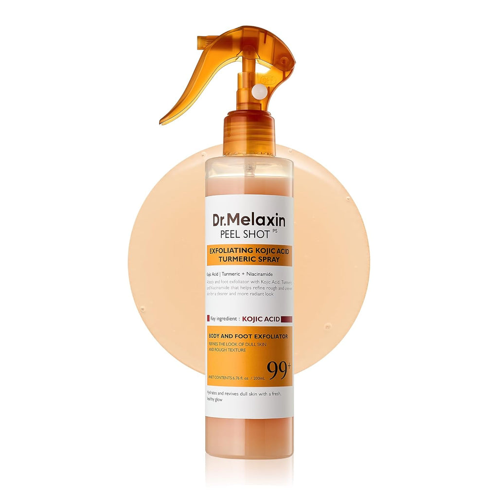 Revitalize Your Skin with Dr. Melaxin Peel Shot - Exfoliating Spray with Kojic Acid & Turmeric for Smooth, Even-Toned Skin - 6.76 Fl.Oz Korean Body Scrub for KP Bumps & Dark Spots