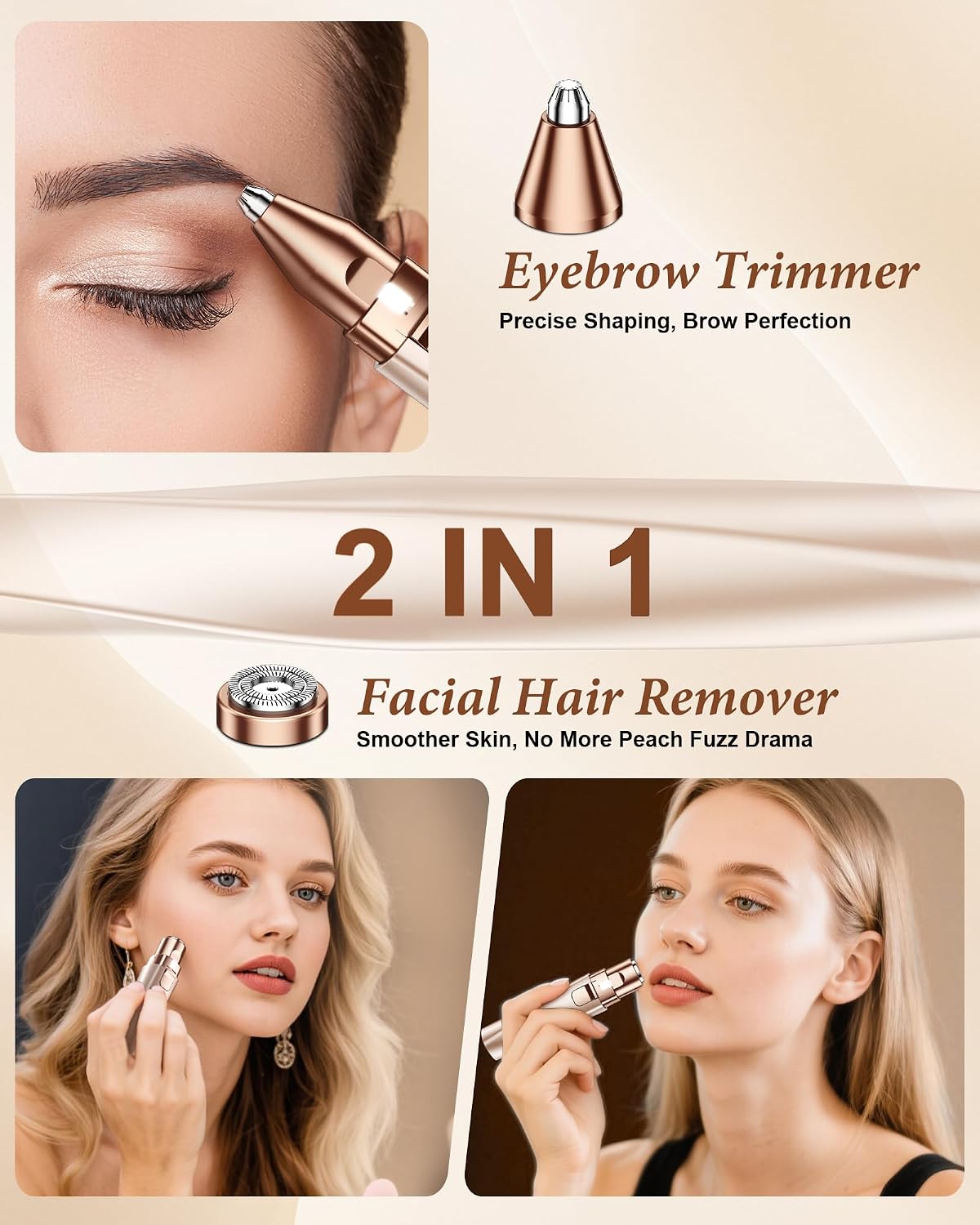 Transform Your Beauty Routine with the Ultimate 2-in-1 Rechargeable Eyebrow Trimmer and Facial Hair Remover for Effortless Grooming