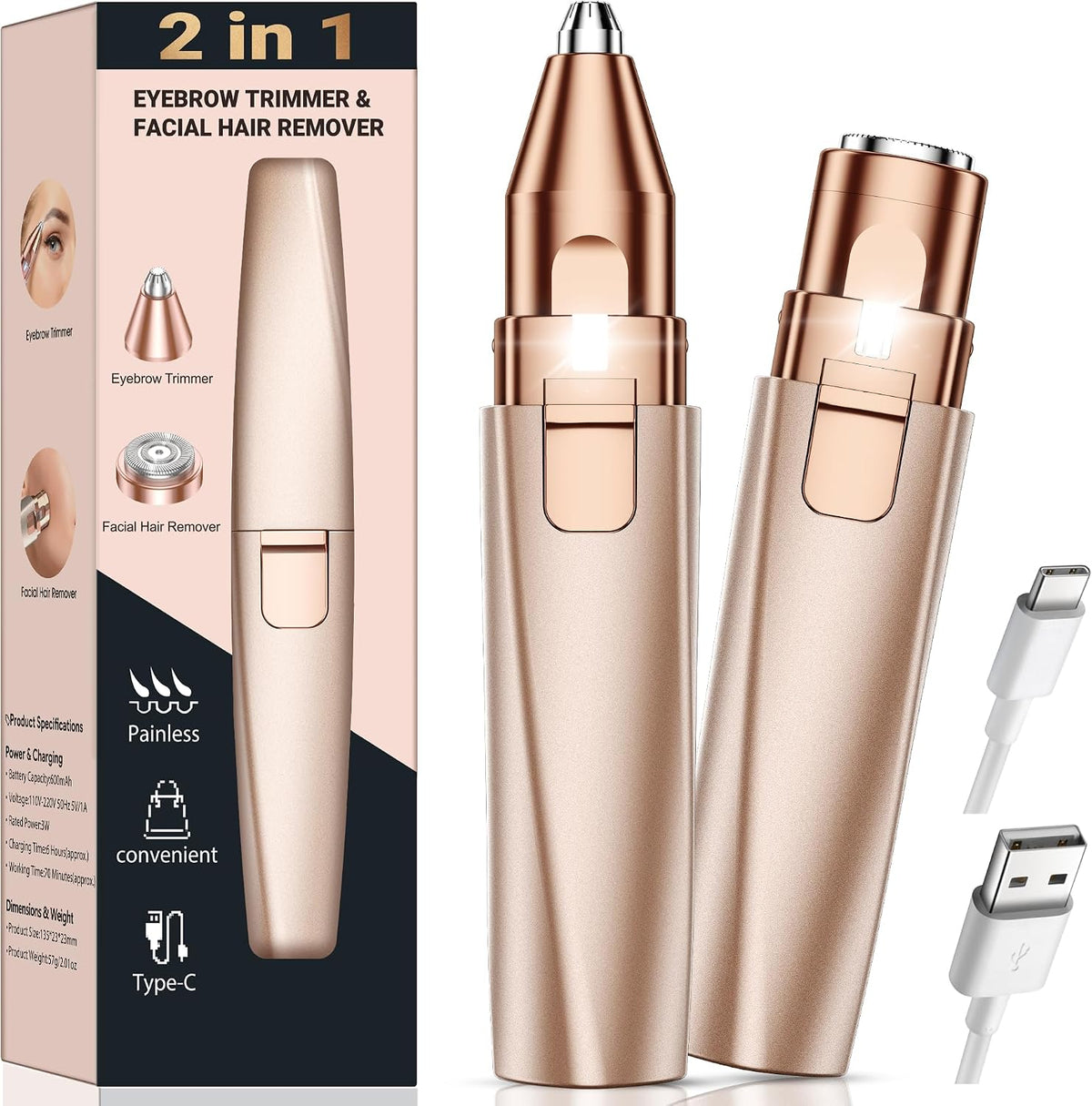 Transform Your Beauty Routine with the Ultimate 2-in-1 Rechargeable Eyebrow Trimmer and Facial Hair Remover for Effortless Grooming