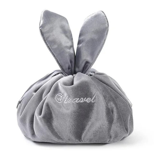 Velvet Cosmetic Bag Round- Bunny Ears