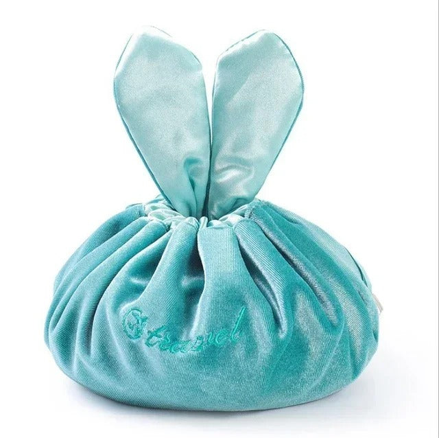 Velvet Cosmetic Bag Round- Bunny Ears