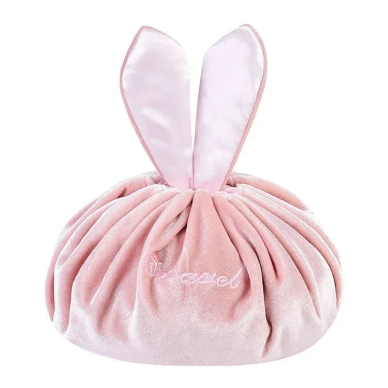 Velvet Cosmetic Bag Round- Bunny Ears