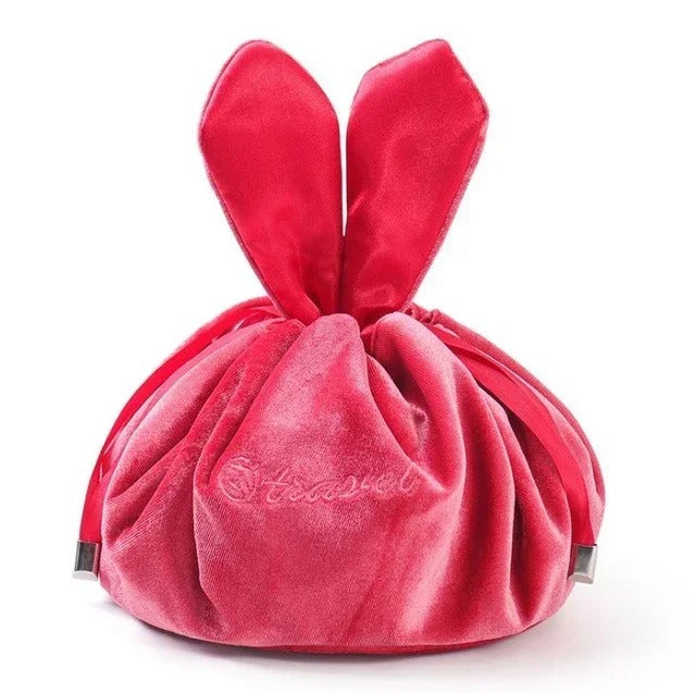 Velvet Cosmetic Bag Round- Bunny Ears