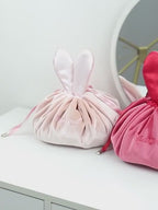 Velvet Cosmetic Bag Round- Bunny Ears